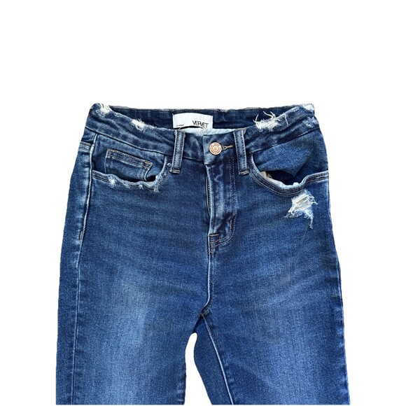 Vervet Jeans Womens 25 Blue Denim Stretch Mid Rise Fray Distressed Ankle Skinny - Picture 4 of 8
